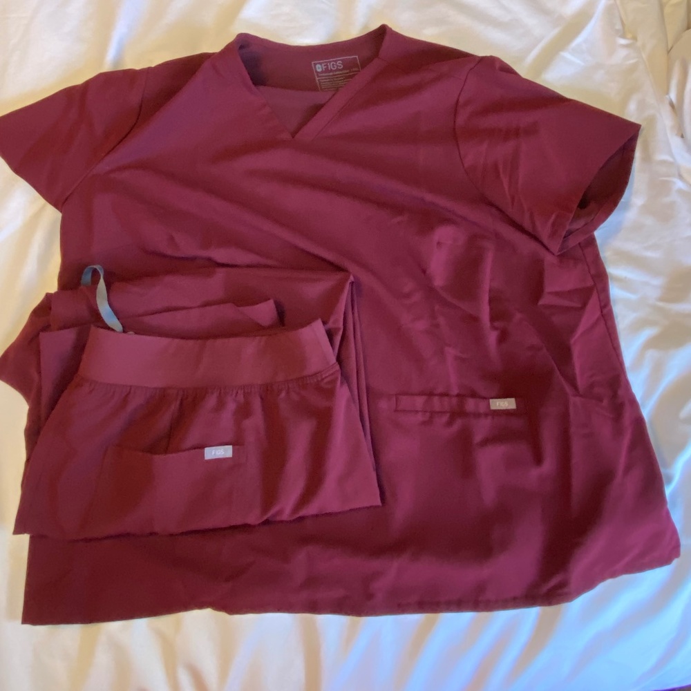 Figs scrub set 5xl - maroon